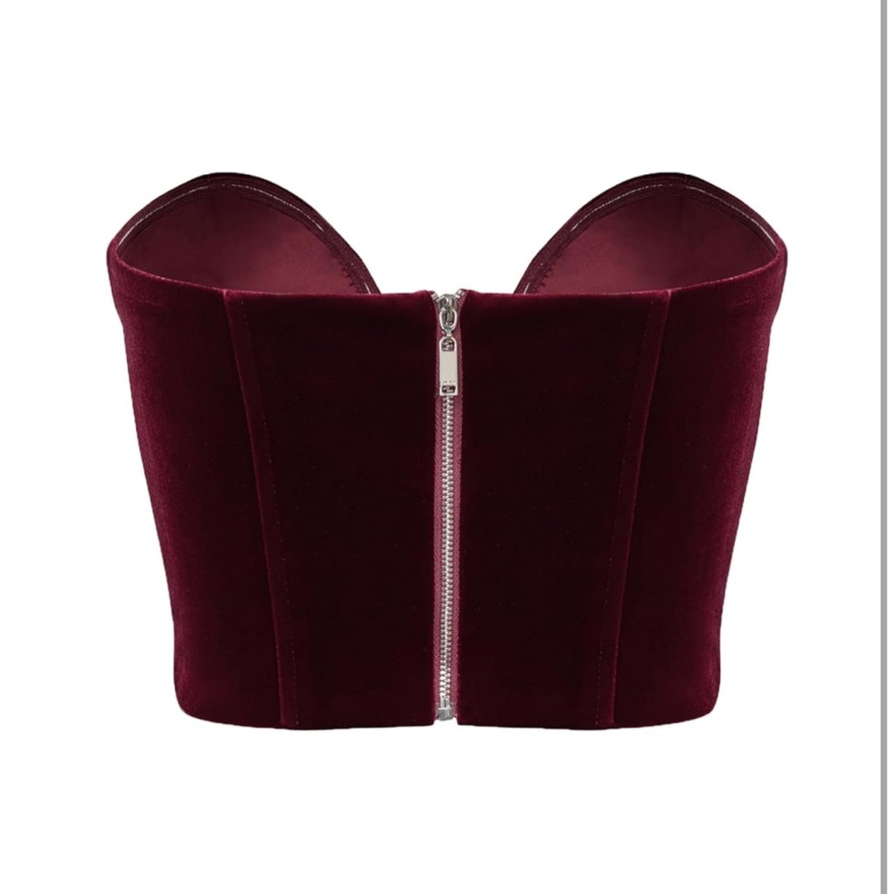 ✨NWT JW PEI Anna Low-Cut Corset Top Red Velvet Holiday Festive - Picture 2 of 13